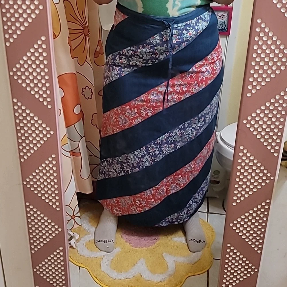 Vintage Maxi Skirt Crazy Horse by Liz Claiborne lightweight colorblock floral